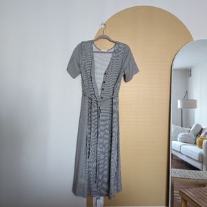 (NWOT) Vetta Pinstripe Reversible Midi Dress